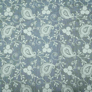 Off White thread embroidery Pure Cotton Chanderi Fabric VI-31001 - TradeUNO