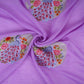 Lavender floral Buta Patch embroidery Chinon Cotton Slub Fabric VFS-31659