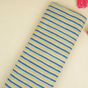 Blue & Yellow Stripes Print Cotton Fabric PB-29740 - TradeUNO