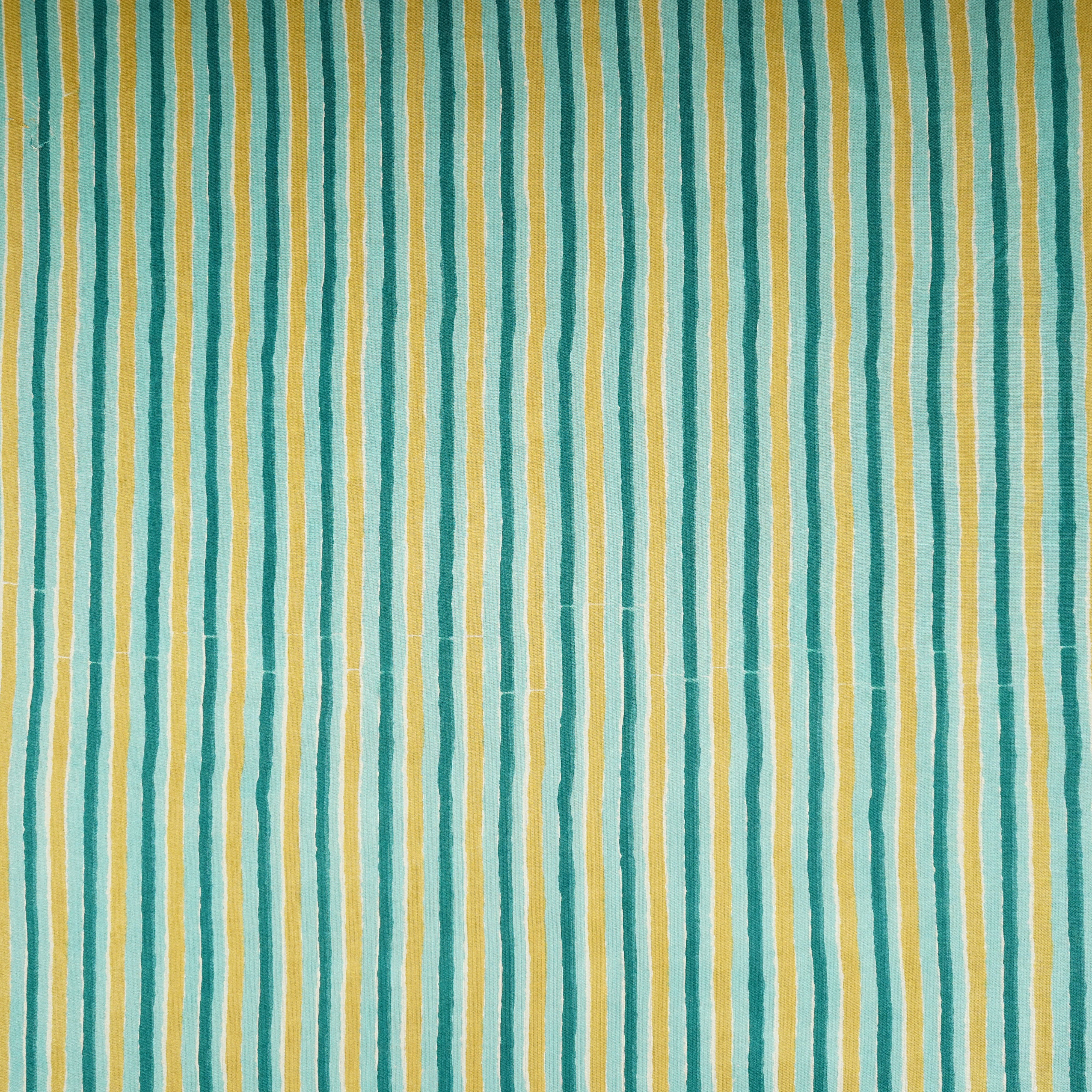 Light Blue & Golden Brown Stripes Print Cotton Fabric PB-29745 - TradeUNO