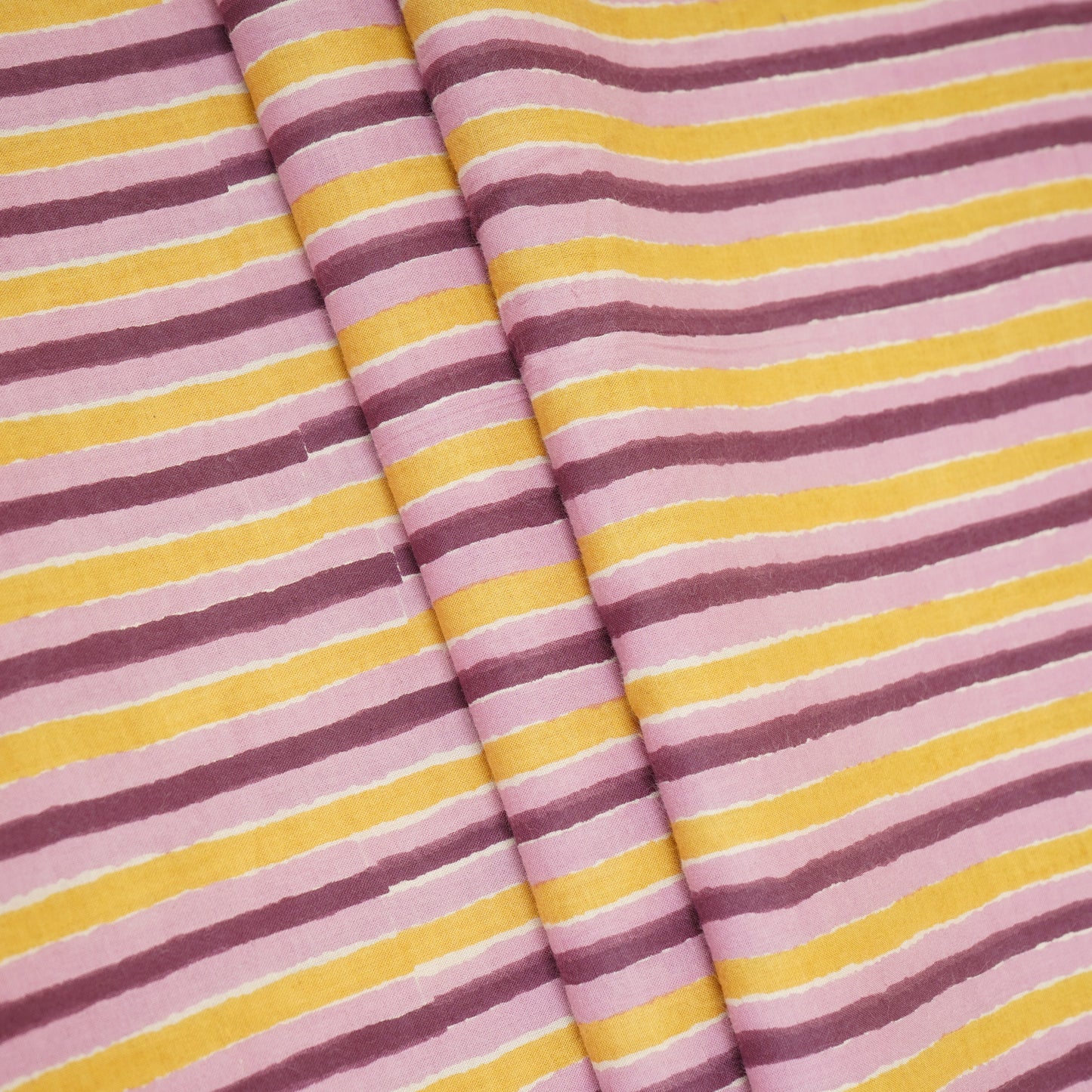 Purple & Green Stripes Print Cotton Fabric PB-29743