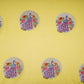 Lemon Yellow floral Buta Patch embroidery Chinon Cotton Slub Fabric VFS-31657