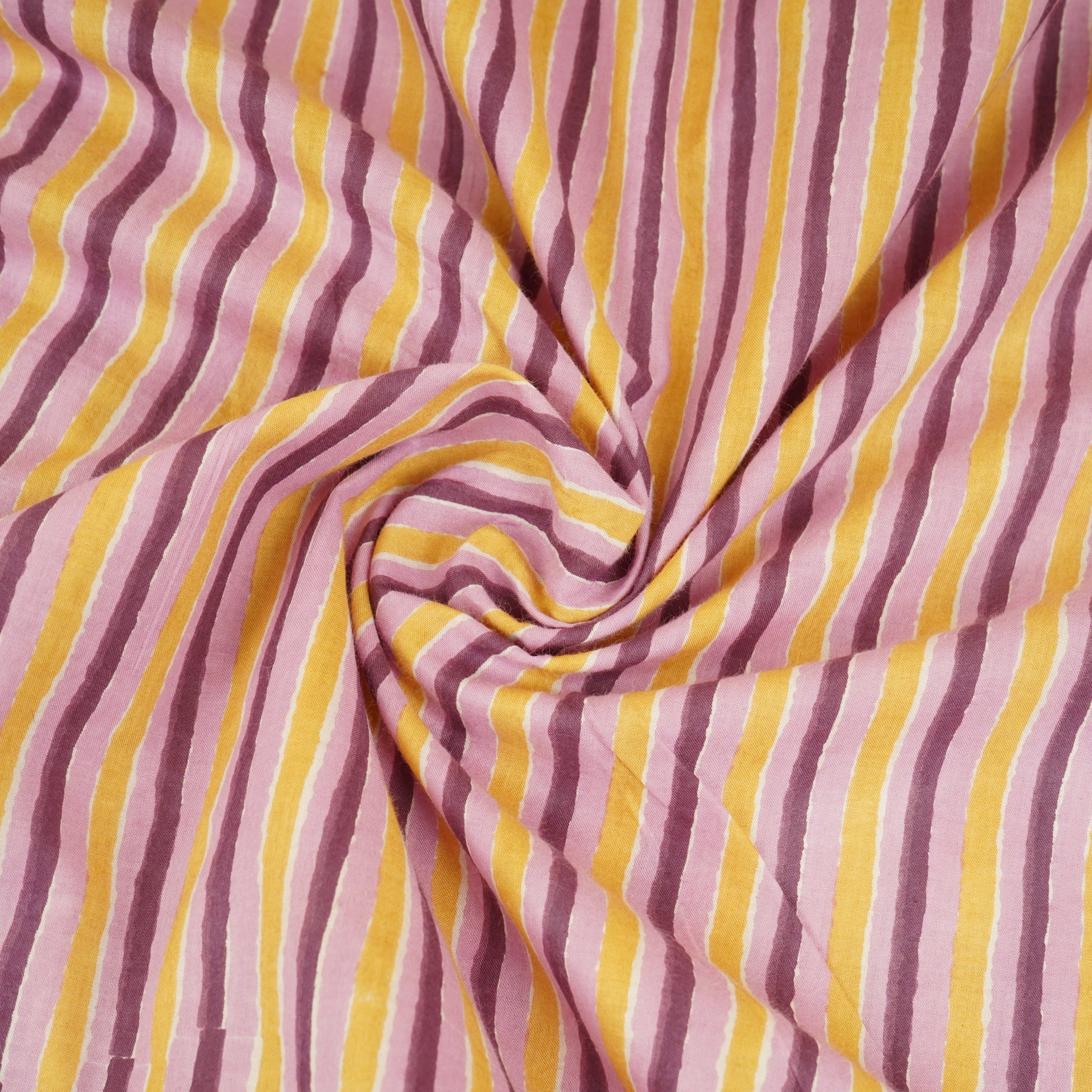 Purple & Green Stripes Print Cotton Fabric PB-29743 - TradeUNO
