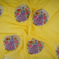 Lemon Yellow floral Buta Patch embroidery Chinon Cotton Slub Fabric VFS-31657