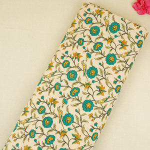 Cream With Dark Grey Parrot Foil Print Cotton Fabric PB-29704 - TradeUNO