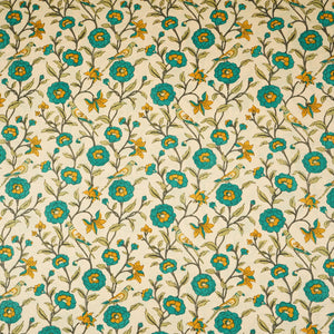 Cream With Dark Grey Parrot Foil Print Cotton Fabric PB-29704 - TradeUNO