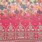 Magenta Pink Multicolor Sequins Border Embroidery Organza Fabric
