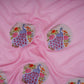 Baby Pink floral Buta Patch embroidery Chinon Cotton Slub Fabric VFS-31658