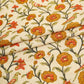 Cream With Orange Parrot Foil Print Cotton Fabric PB-29703
