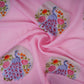 Baby Pink floral Buta Patch embroidery Chinon Cotton Slub Fabric VFS-31658