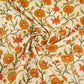 Cream With Orange Parrot Foil Print Cotton Fabric PB-29703