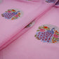 Baby Pink floral Buta Patch embroidery Chinon Cotton Slub Fabric VFS-31658