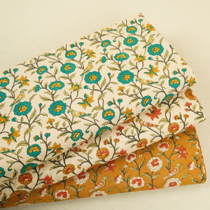 Cream With Dark Grey Parrot Foil Print Cotton Fabric PB-29704 - TradeUNO