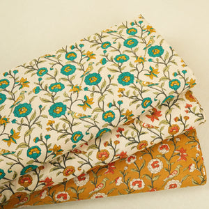 Mustard Parrot Foil Print Cotton Fabric PB-29705 - TradeUNO