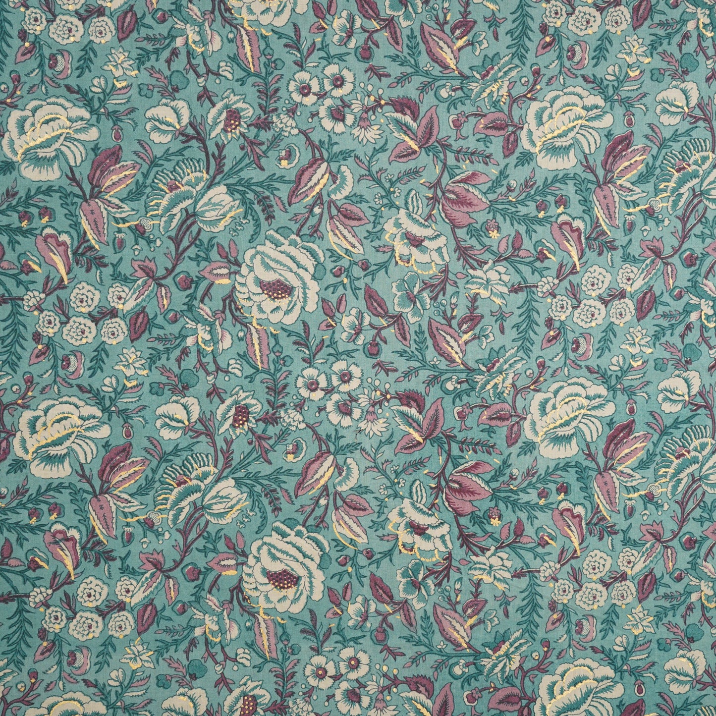 Lilac Floral Foil Print Cotton Fabric PB-29708