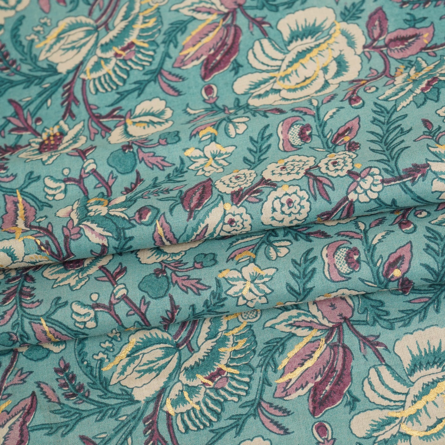 Lilac Floral Foil Print Cotton Fabric PB-29708