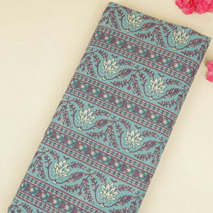 Lilac Floral Stripes Foil Print Cotton Fabric PB-29707 - TradeUNO