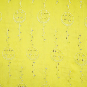 Yellow Cutdana Sequins Embroidery Organza Fabric 21010