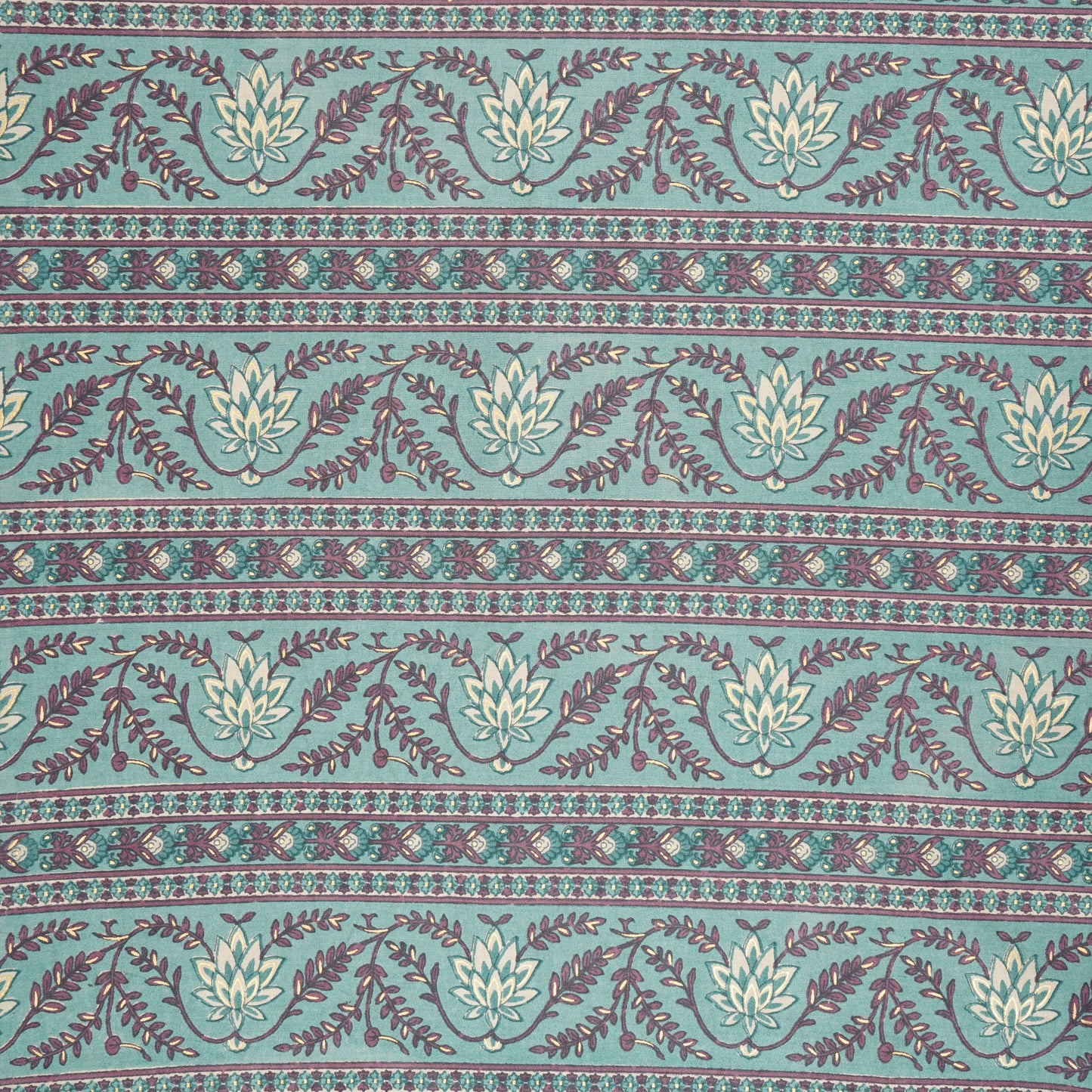 Lilac Floral Stripes Foil Print Cotton Fabric PB-29707