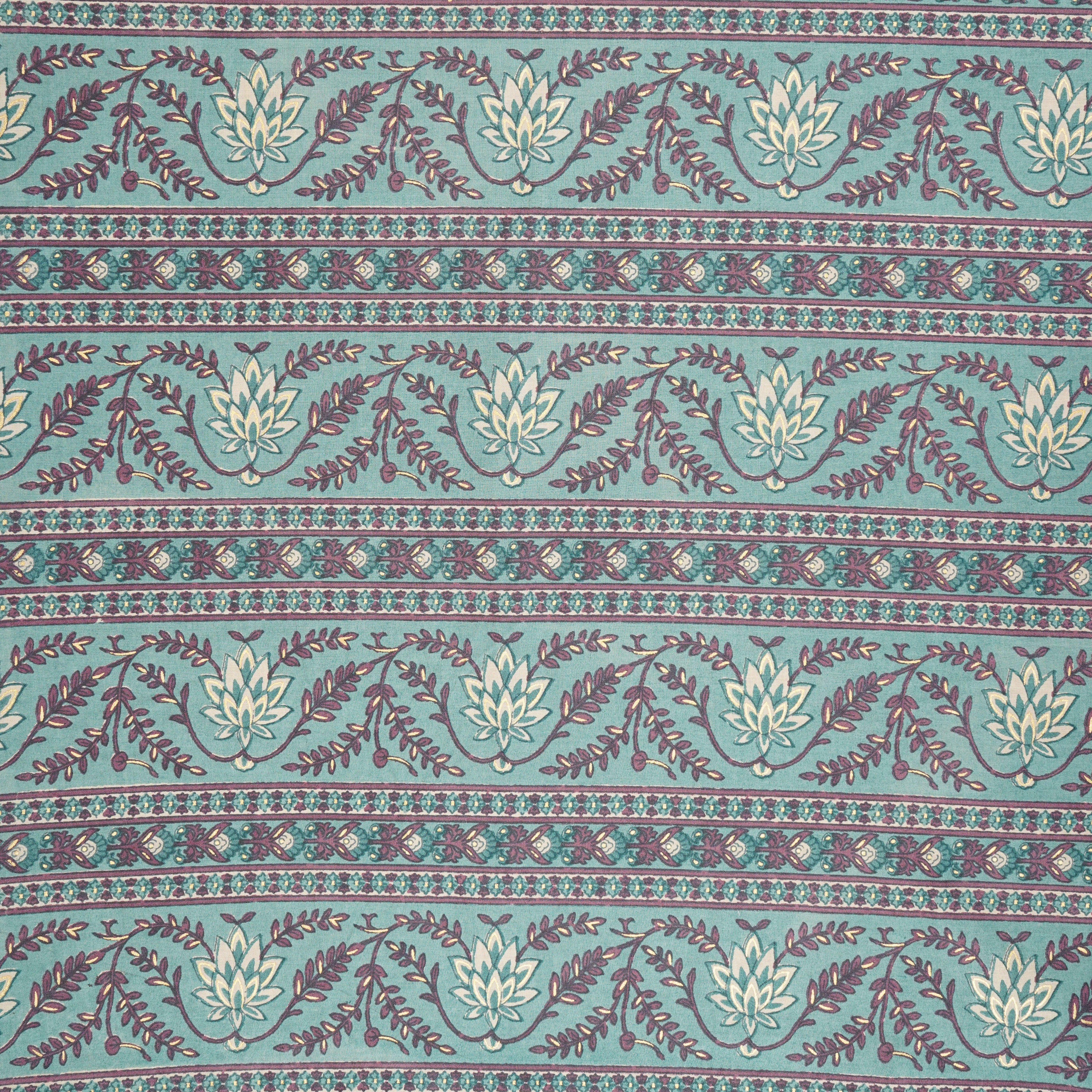 Lilac Floral Stripes Foil Print Cotton Fabric PB-29707 - TradeUNO