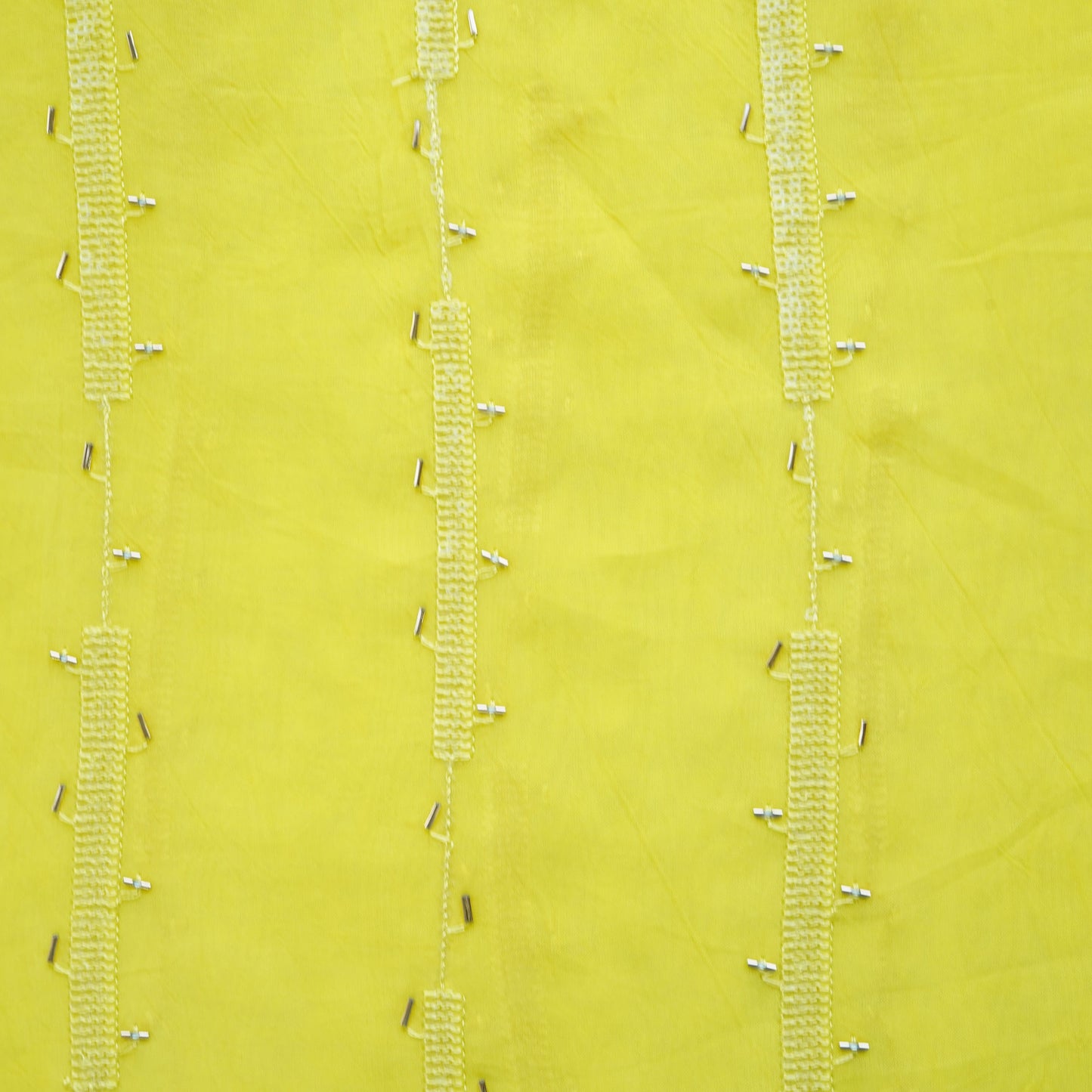 Yellow Cutdana Sequins Embroidery Organza Fabric 21009
