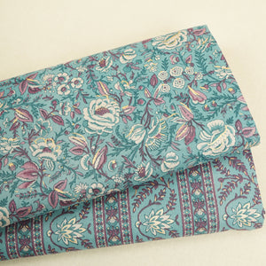 Lilac Floral Stripes Foil Print Cotton Fabric PB-29707 - TradeUNO