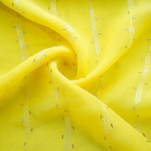 Yellow Cutdana Sequins Embroidery Organza Fabric 21009