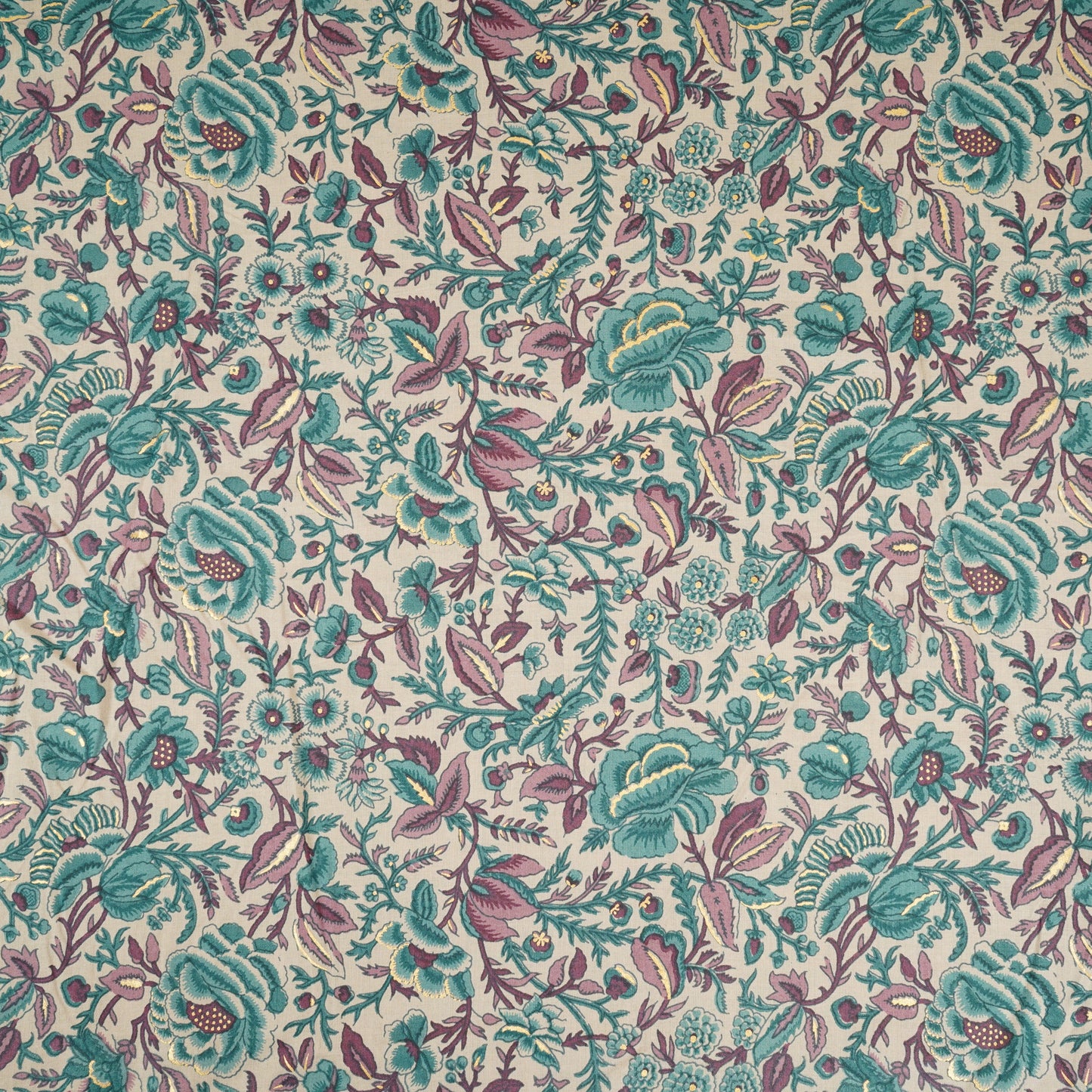 Light Pink Floral Foil Print Cotton Fabric PB-29713