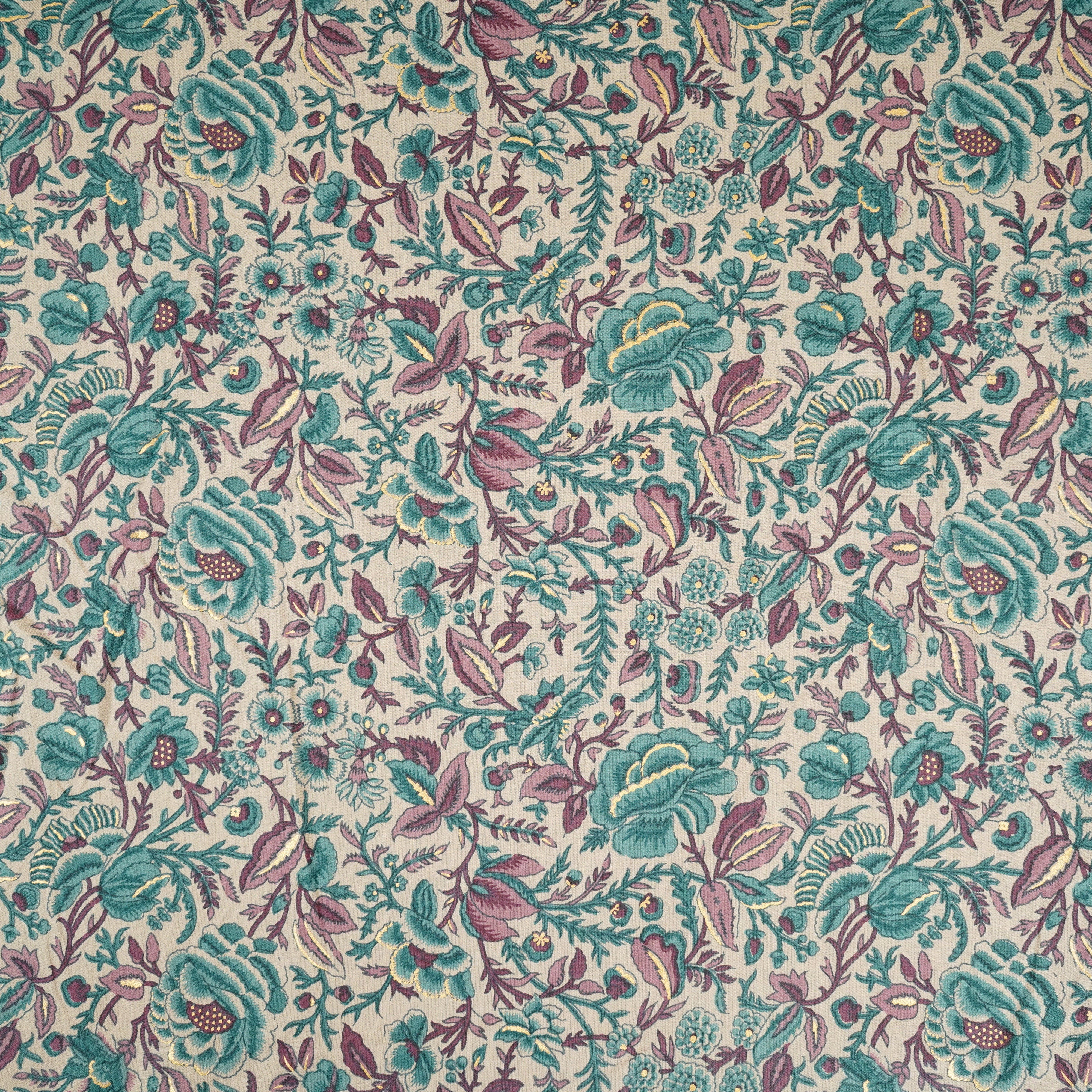 Light Pink Floral Foil Print Cotton Fabric PB-29713 - TradeUNO