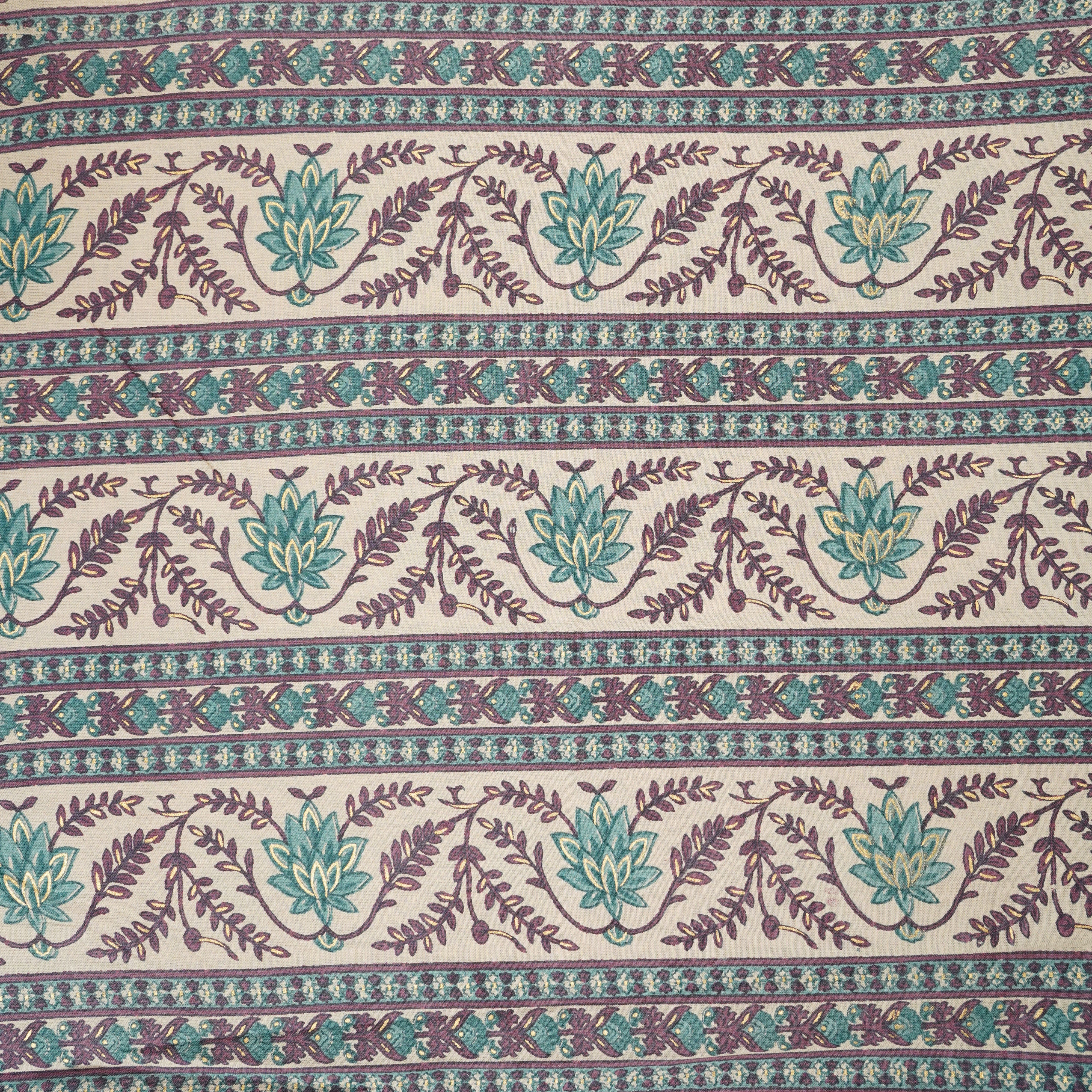 Light Pink Floral Stripes Foil Print Cotton Fabric PB-29714 - TradeUNO