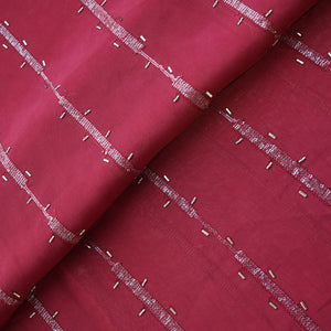 Brick Red Cutdana Sequins Embroidery Organza Fabric 21024