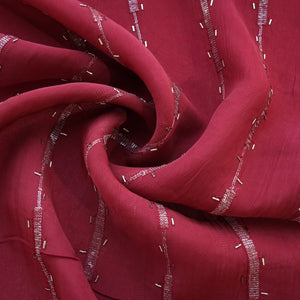 Brick Red Cutdana Sequins Embroidery Organza Fabric 21024
