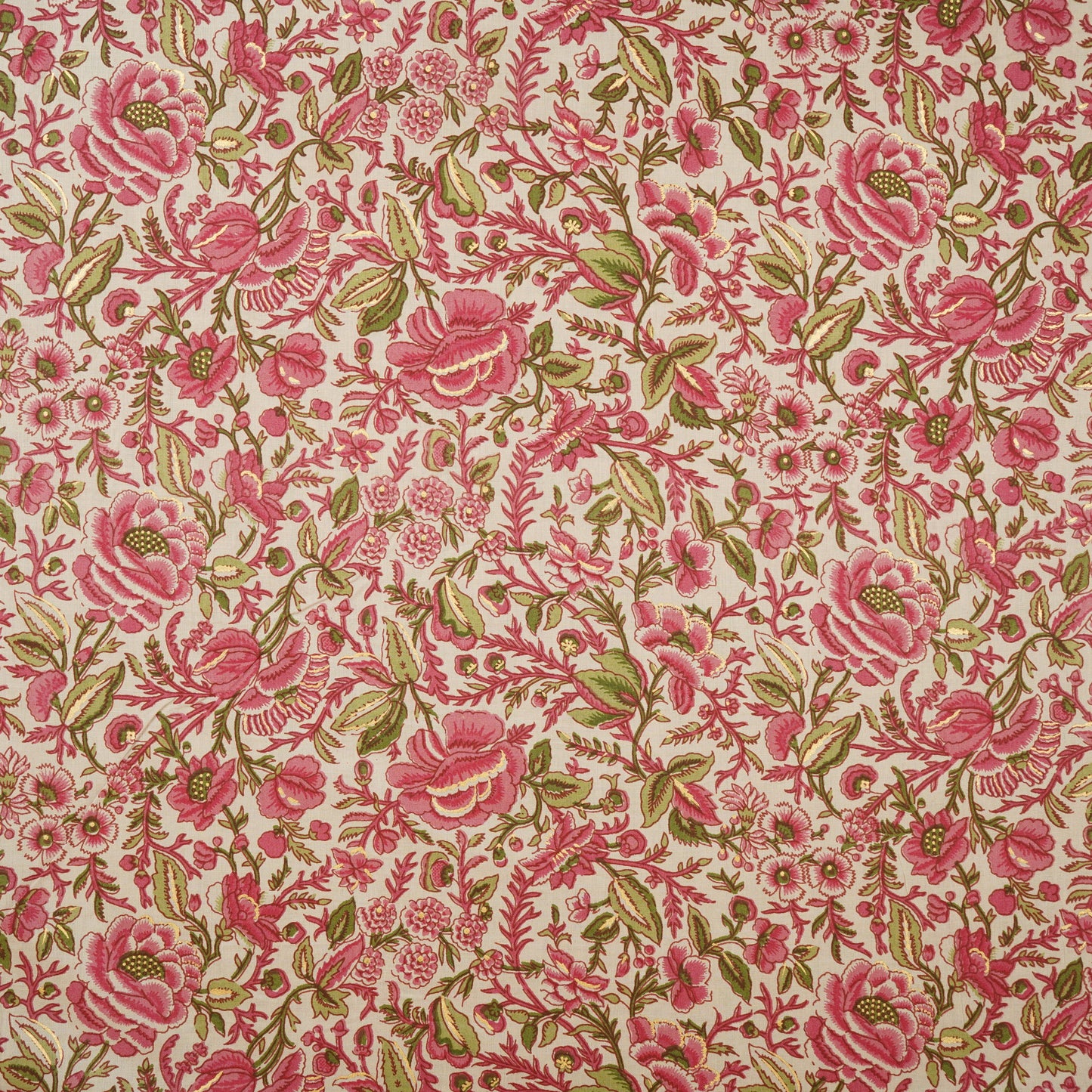 Baby Pink Floral Foil Print Cotton Fabric PB-29699