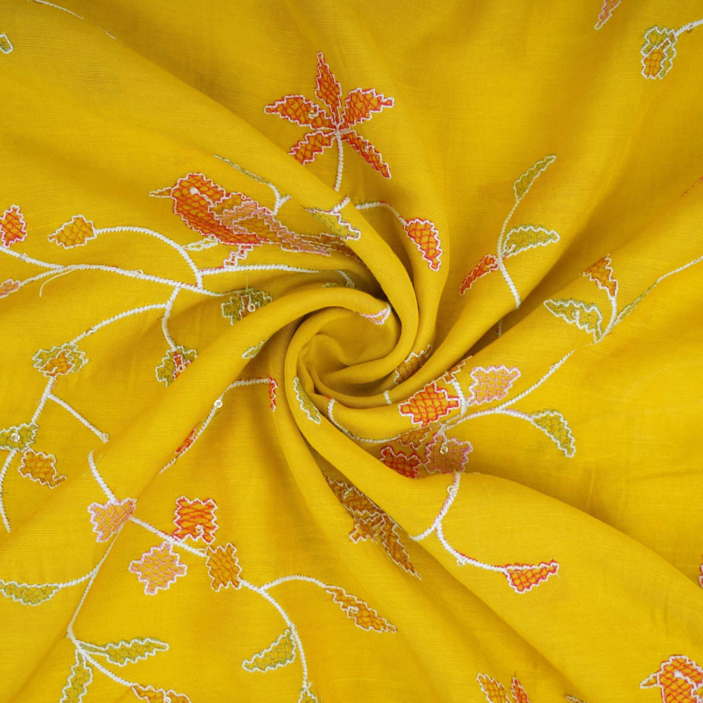 Mustard Cross Stitch embroidery Linen Fabric GTS-31552 - TradeUNO