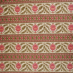 Baby Pink Floral Stripes Foil Print Cotton Fabric PB-29700 - TradeUNO