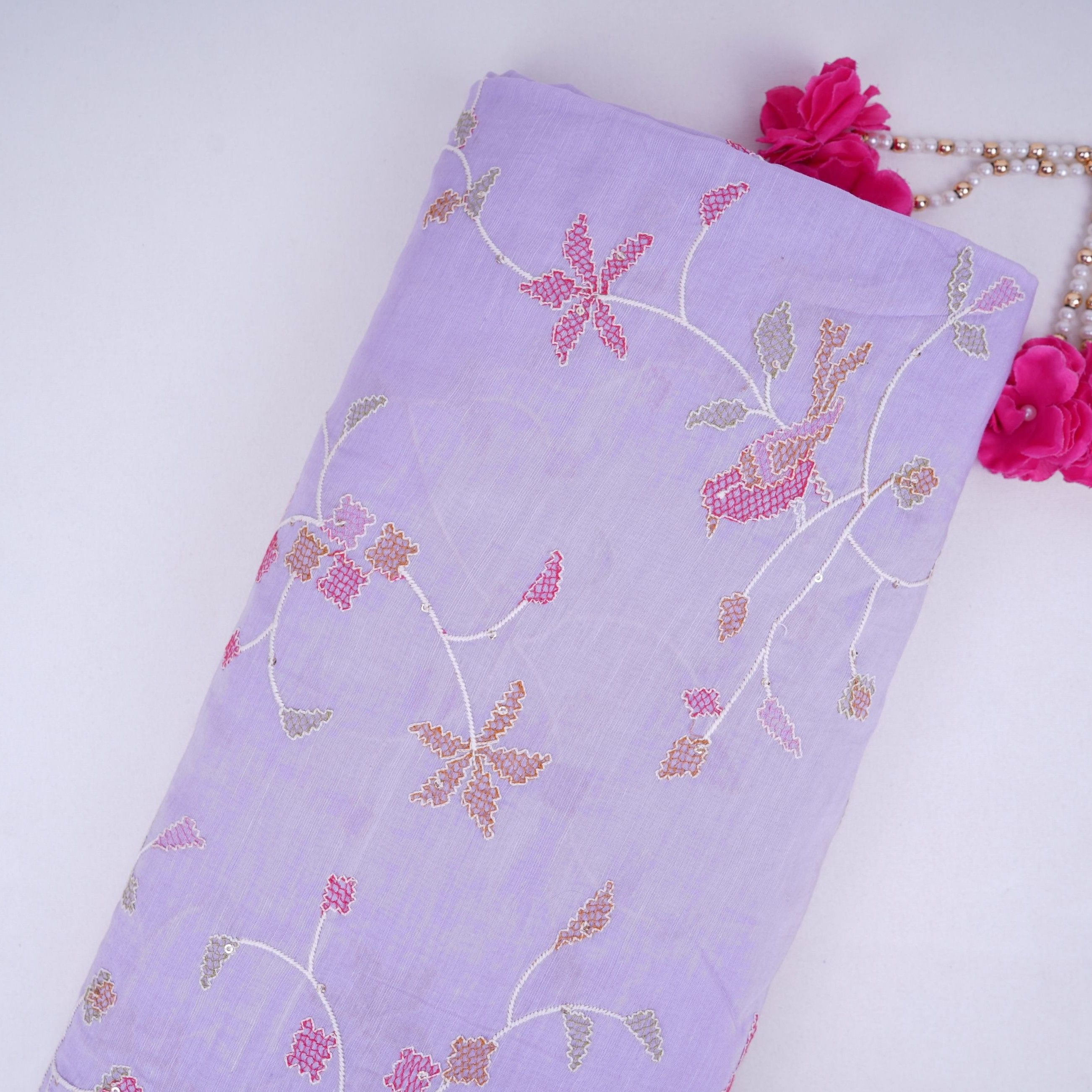 Lavender Cross Stitch embroidery Linen Fabric GTS-31551 - TradeUNO