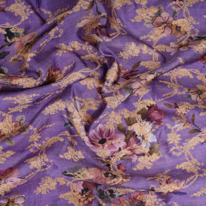 Lavender floral Jacquard print Raw Mango Silk Fabric CW-31590 - TradeUNO