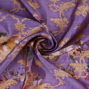 Lavender floral Jacquard print Raw Mango Silk Fabric CW-31590 - TradeUNO