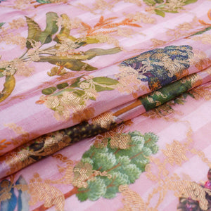 Blush Pink floral Jacquard print Raw Mango Silk Fabric CW-31583 - TradeUNO
