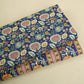 Navy Blue Floral Stripes Foil Print Cotton Fabric PB-29709
