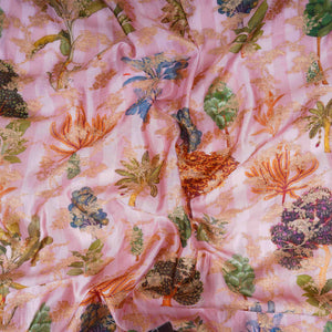 Blush Pink floral Jacquard print Raw Mango Silk Fabric CW-31583 - TradeUNO
