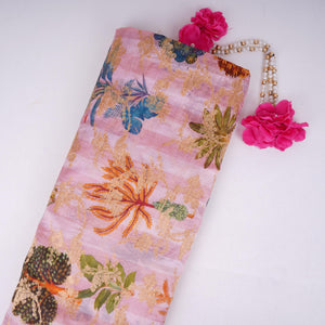 Blush Pink floral Jacquard print Raw Mango Silk Fabric CW-31583 - TradeUNO