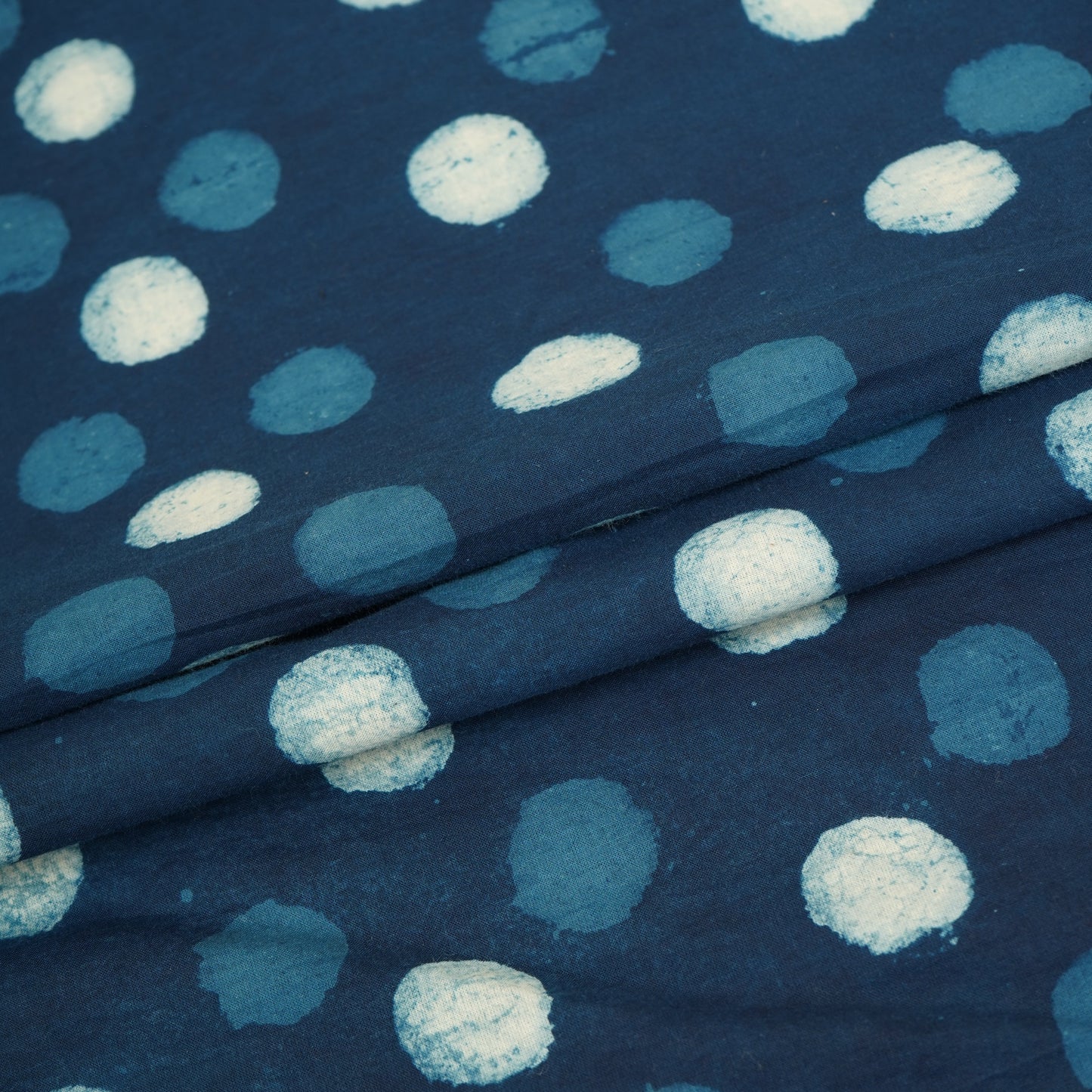 Indigo Polka Dot Print Cotton Fabric CH-29770