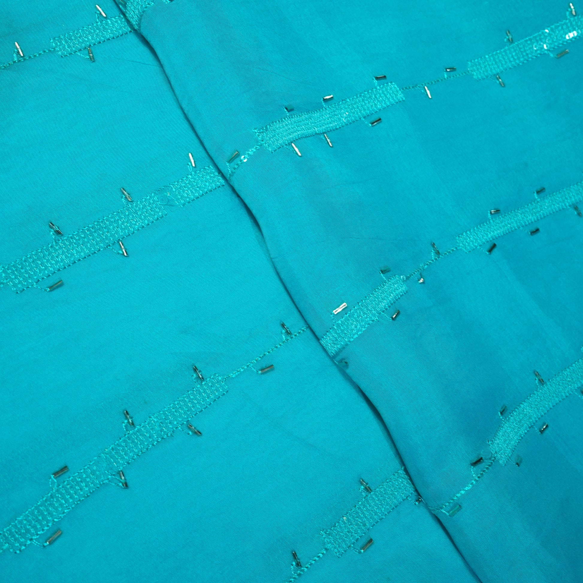 Sky Blue Cutdana Sequins Embroidery Organza Fabric 21011