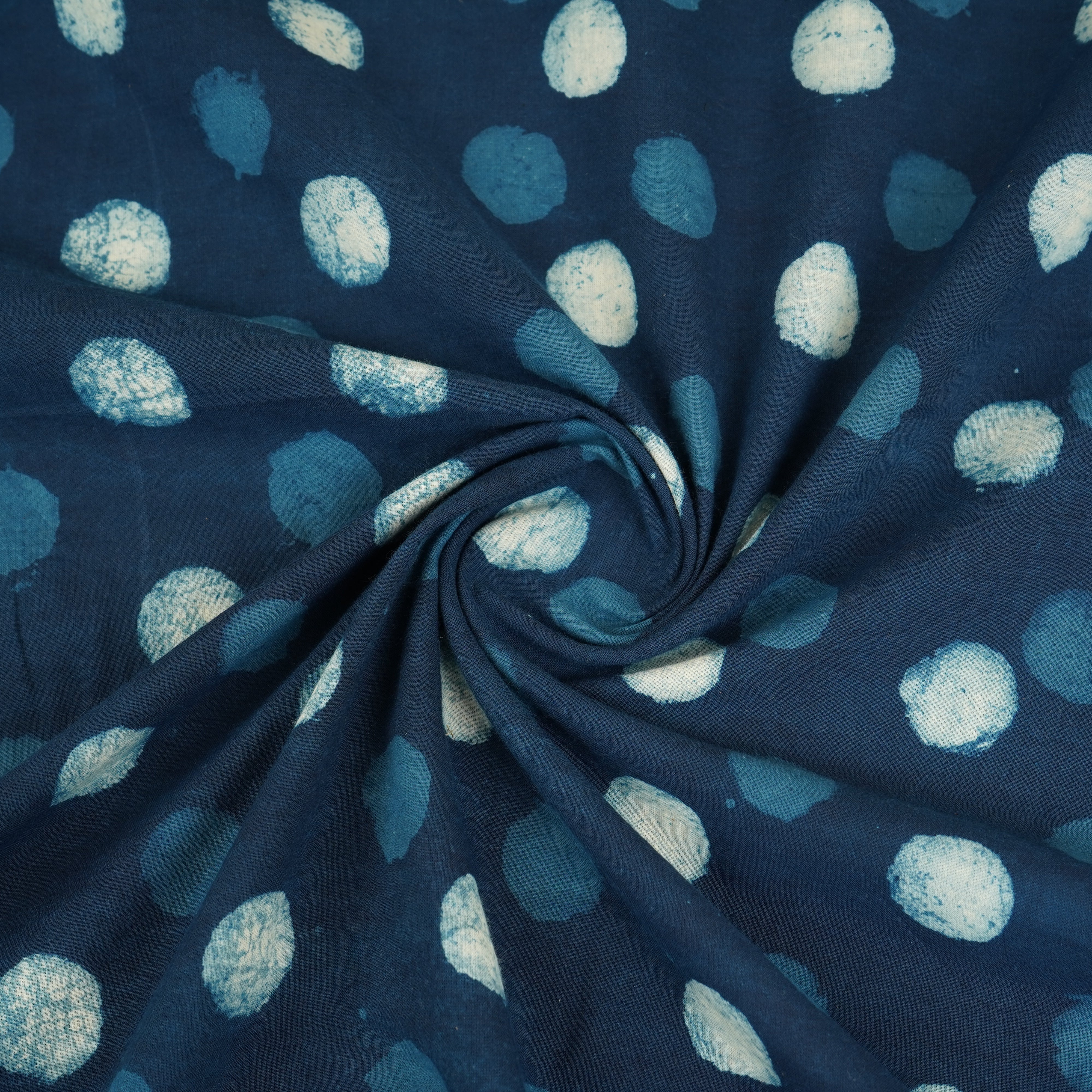 Indigo Polka Dot Print Cotton Fabric CH-29770 - TradeUNO