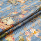 Teal Blue Pichwai Jacquard stripes Raw Mango Silk Fabric CW-31581