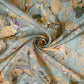 Mauve floral Jacquard stripes Raw Mango Silk Fabric CW-31591