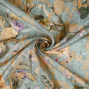 Mauve floral Jacquard stripes Raw Mango Silk Fabric CW-31591 - TradeUNO