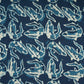 Indigo with White Floral Print Cotton Fabric CH-29772