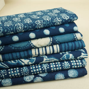 Indigo Polka Dot Print Cotton Fabric CH-29770 - TradeUNO